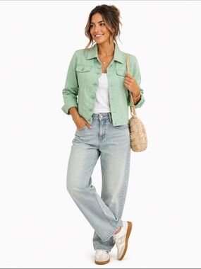 Tribal (Lime Color) Jean Jacket Classic Style Size M